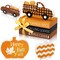 5 Pieces Fall Decor Fall Tiered Tray Decor Thanksgiving Wooden Signs 3 Mini Faux Decorative Books Bundle with Twine Pumpkin Wooden Truck Farmhouse Rustic for Autumn Thanksgiving Table Decor (Pumpkin)